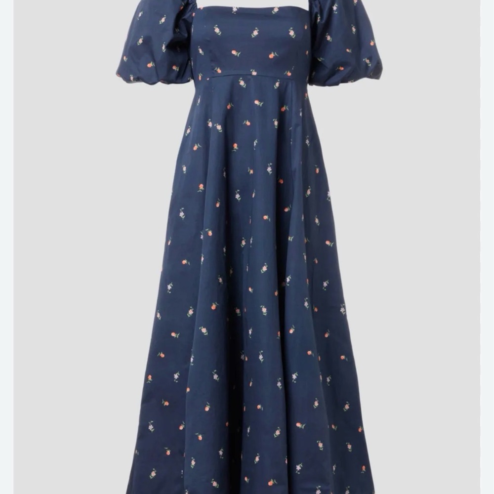 Hill House Navy Maxi Dress with Petite Floral Print